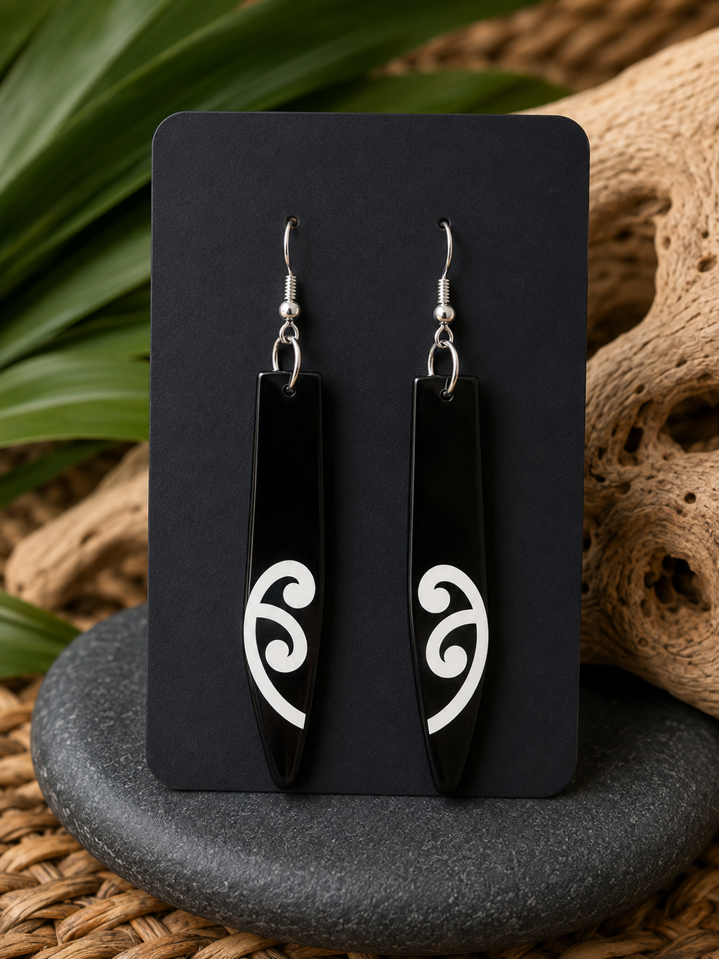 Black Rectangle ‘Te Po’ Earrings