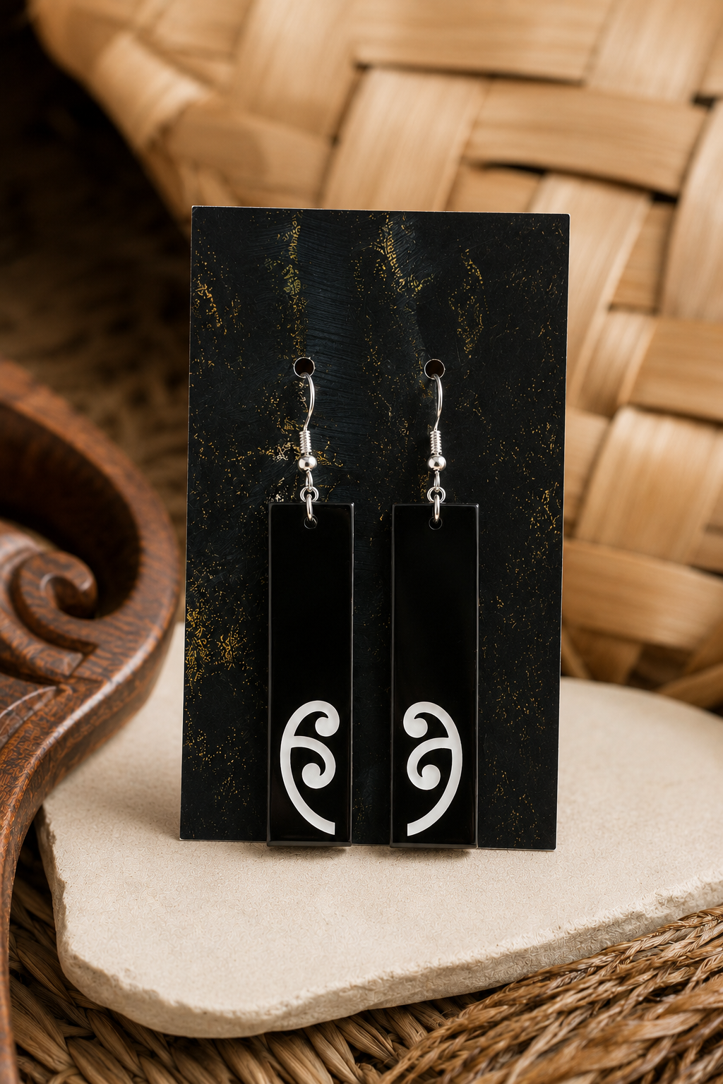 Black Rectangle ‘Te Po’ Earrings