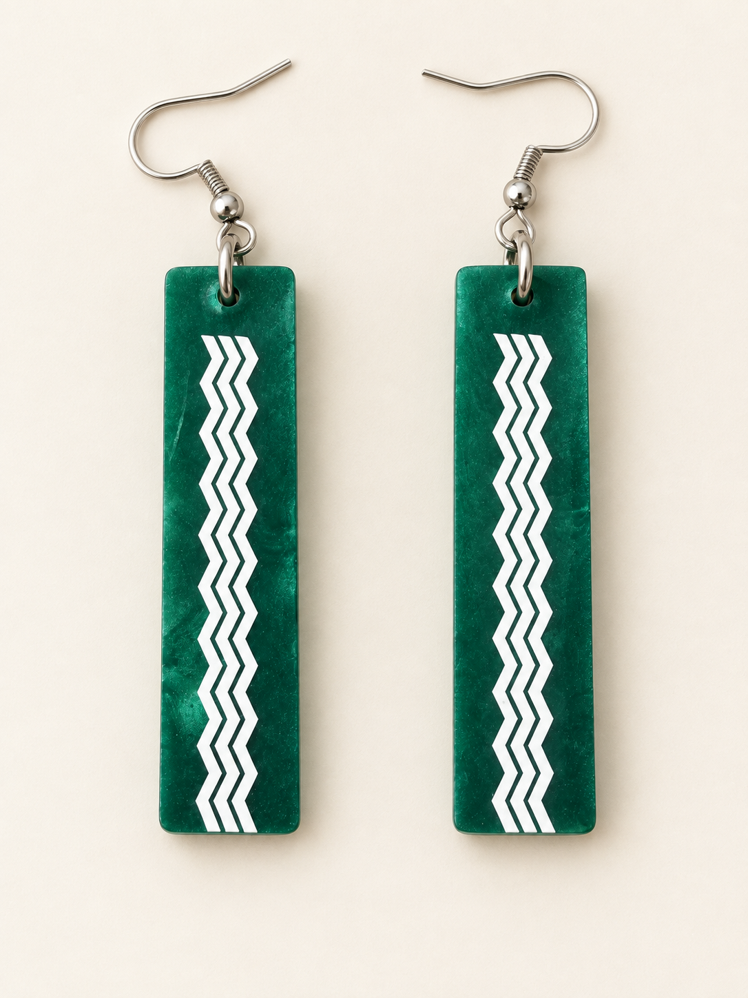 Green Rectangle ¨KaoKao¨ Earrings